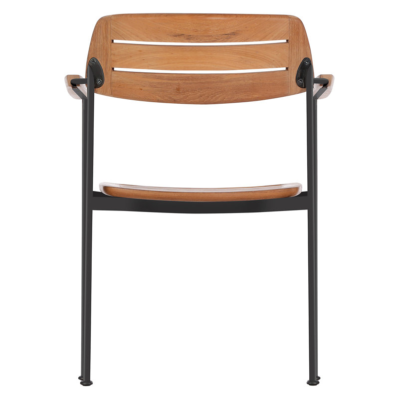 Layout Dining Armchair - Forge Grey Powder-Coated Stainless Steel - Natural Teak, Forge Gray