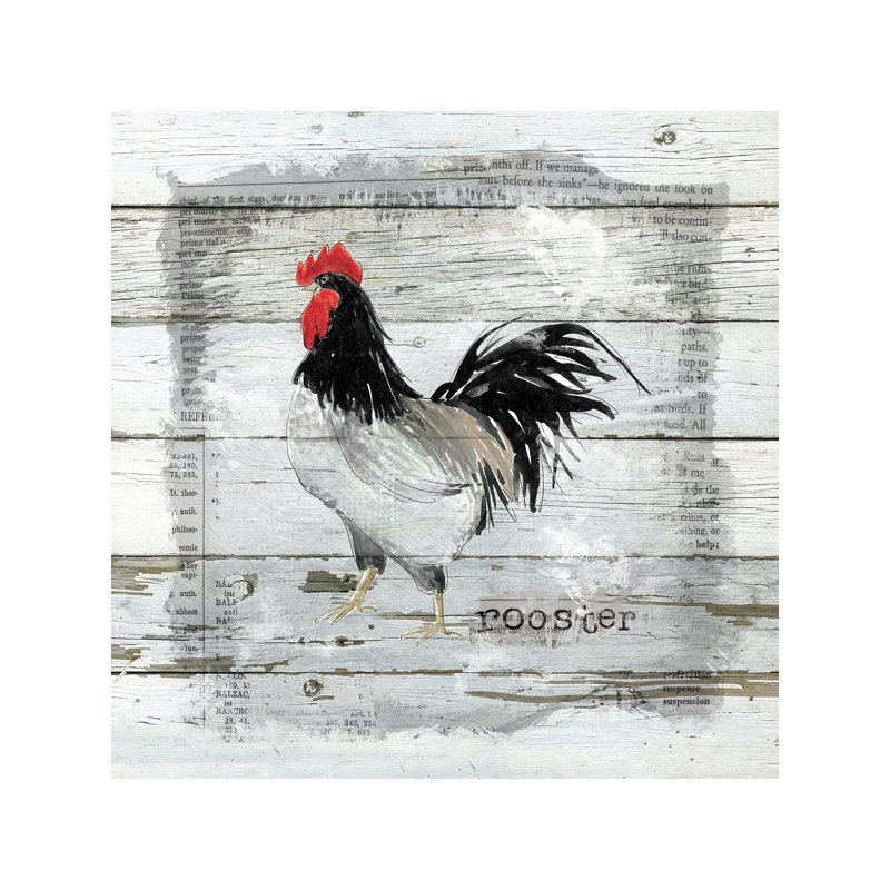 Farmhouse Collage Rooster by Carol Robinson - Wrapped Canvas Print, 30.48 cm H x 30.48 cm W