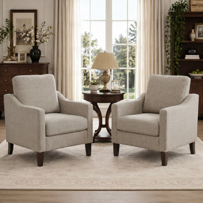 Fauteuil d'appoint rembourré avec pieds en bois massif