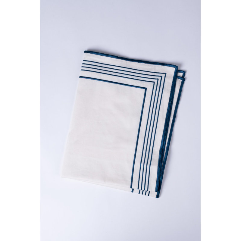 Housse de couette 100% coton Erlea, Housse de couette pour très grand lit, Blanc / Adriatique
