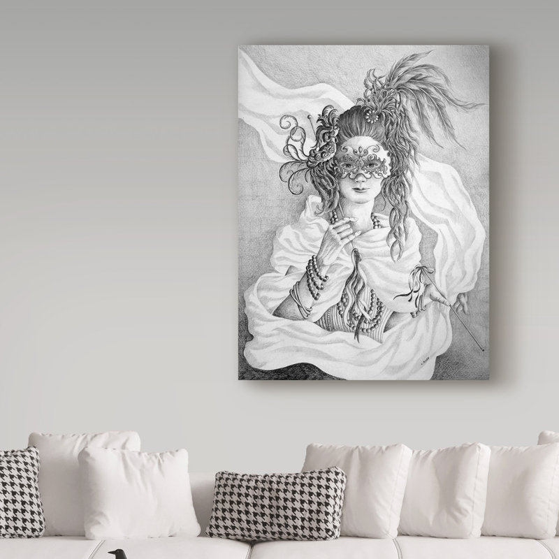 « mardi gras gras mask », reproduction de peinture à l’acrylique sur toile tendue, H 47 po x l 35 po x P 2 po