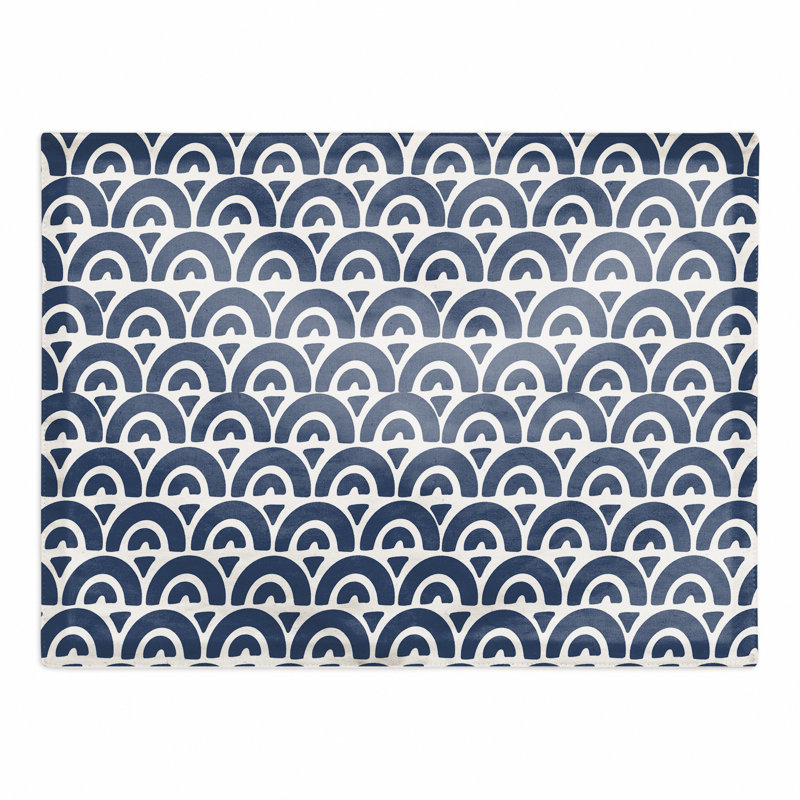 Polyester Geometric Rectangle Placemat, Navy