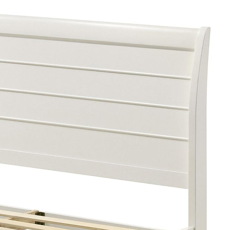 Lit à panneau en bois blanc crème, Double