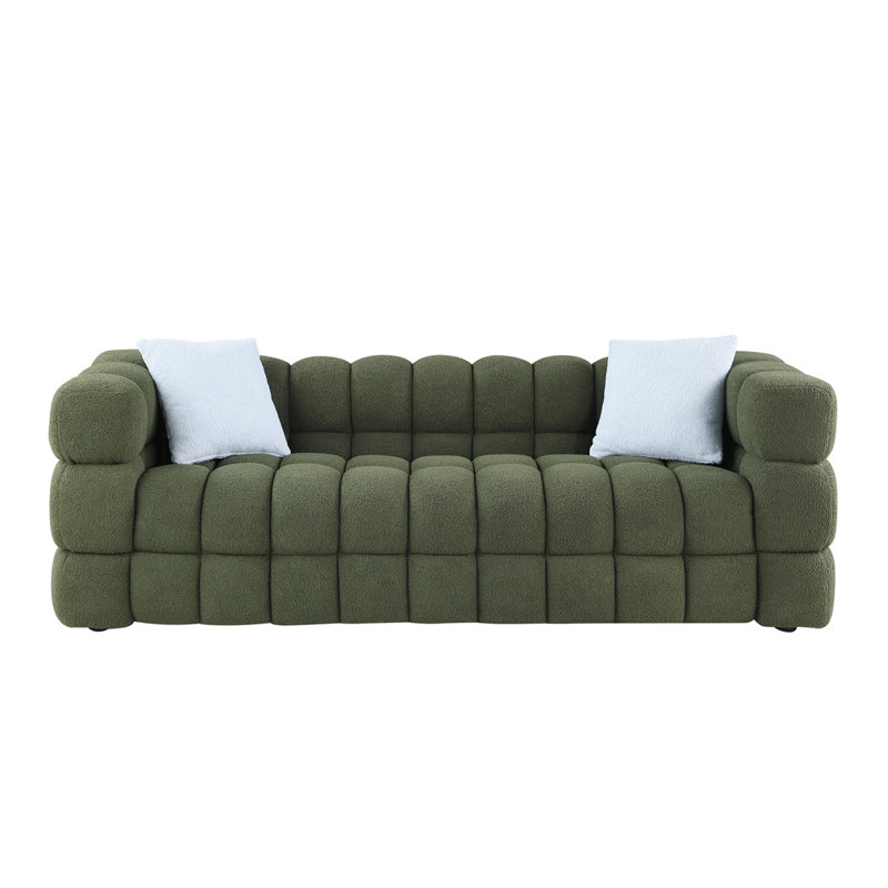Canapé luxueux moelleux 3 places Boucle Upholstery, Vert olive