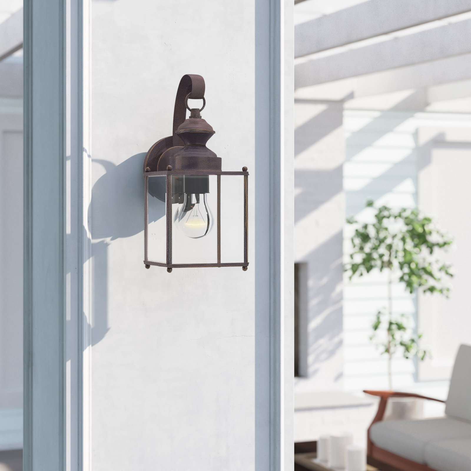 Tiernan Aluminum Wall Light, Antique Bronze, 12.5"H x 5.25"W x 5.75"D