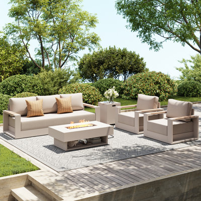 5 - Person Outdoor Conversation Set With Fire Pit Table