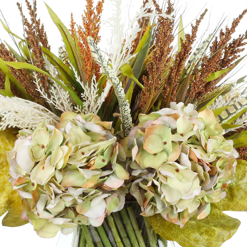 Fall Arrangement with Assorted Heather and Hydrangeas