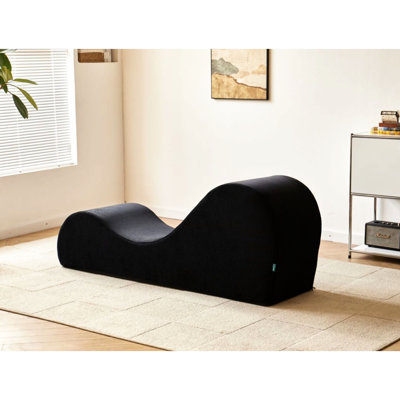 Méridienne ergonomique noire, noyau en mousse haute, housse lavable amovible pour un usage quotidien et détente en noir, confort
