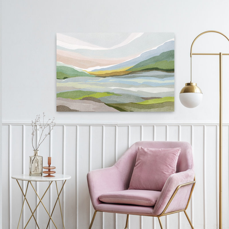 Mute Valley Layers Abstract Organic Peaceful Landscape Nature, art mural
