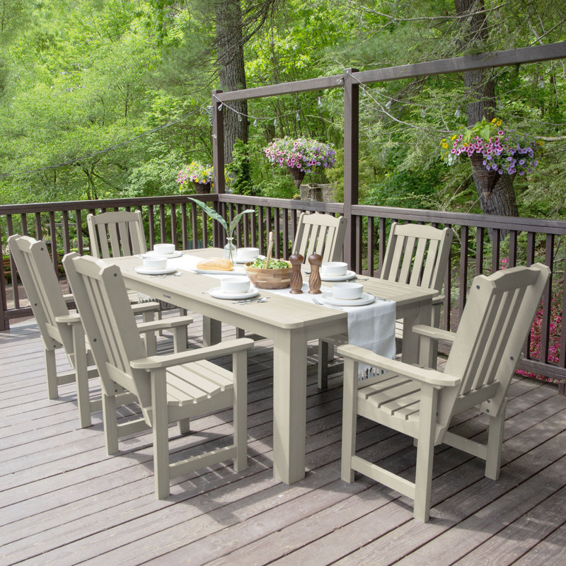 Ensemble repas pour 6 personnes Kile, Blanc délavé, L 84 po x l 42 po x H 30 po