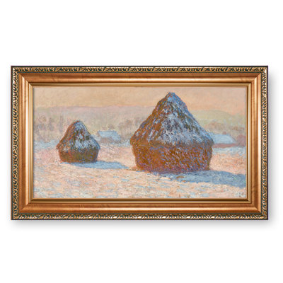 Wheatstacks, Snow Effect, Morning by Claude Monet The World Classic Art Reproductions, Giclee Canvas Prints Wall Art for Home Decor