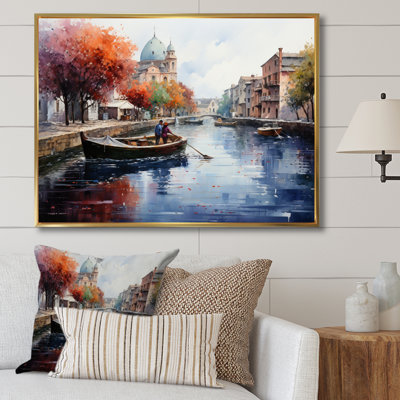 " Orange Canal Waterways Pointillism II "
