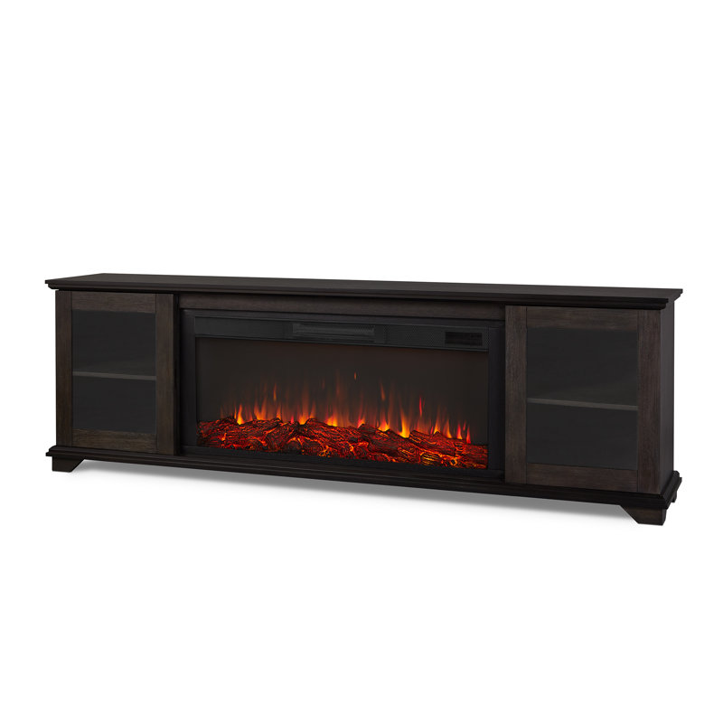 Benjamin 81" Landscape TV Stand with Electric Fireplace by Real Flame, Weathered Wood, Standard