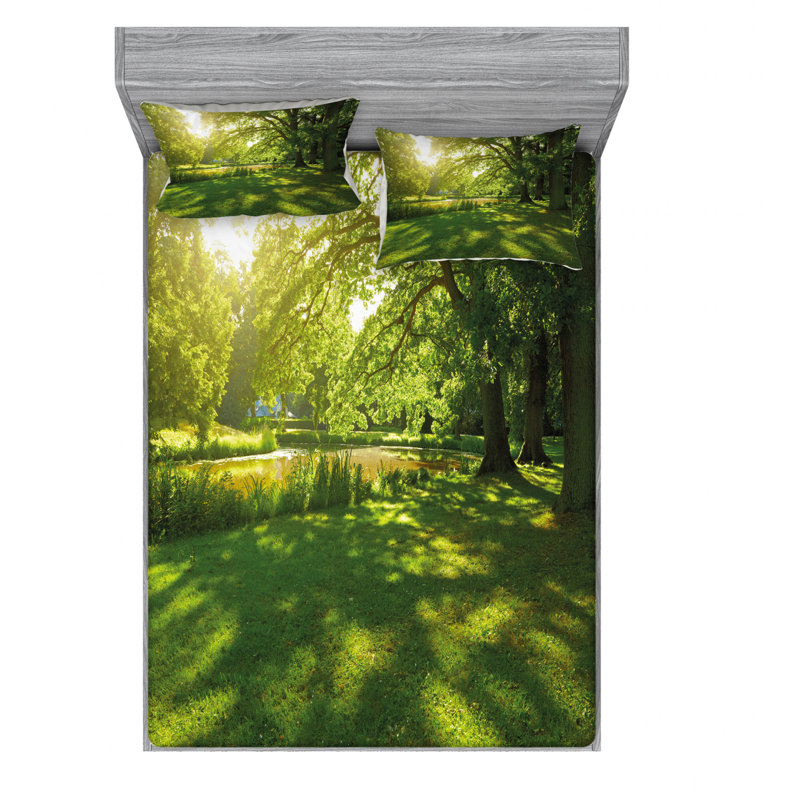 Ensemble de draps Summer Park in Hamburg, Ensemble de drap pour grand lit avec drap-housse
