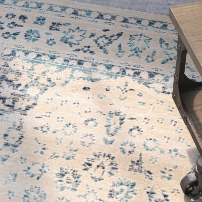 Tapis oriental beige / turquoise Annette, Rectangle 4 pi x 6 pi