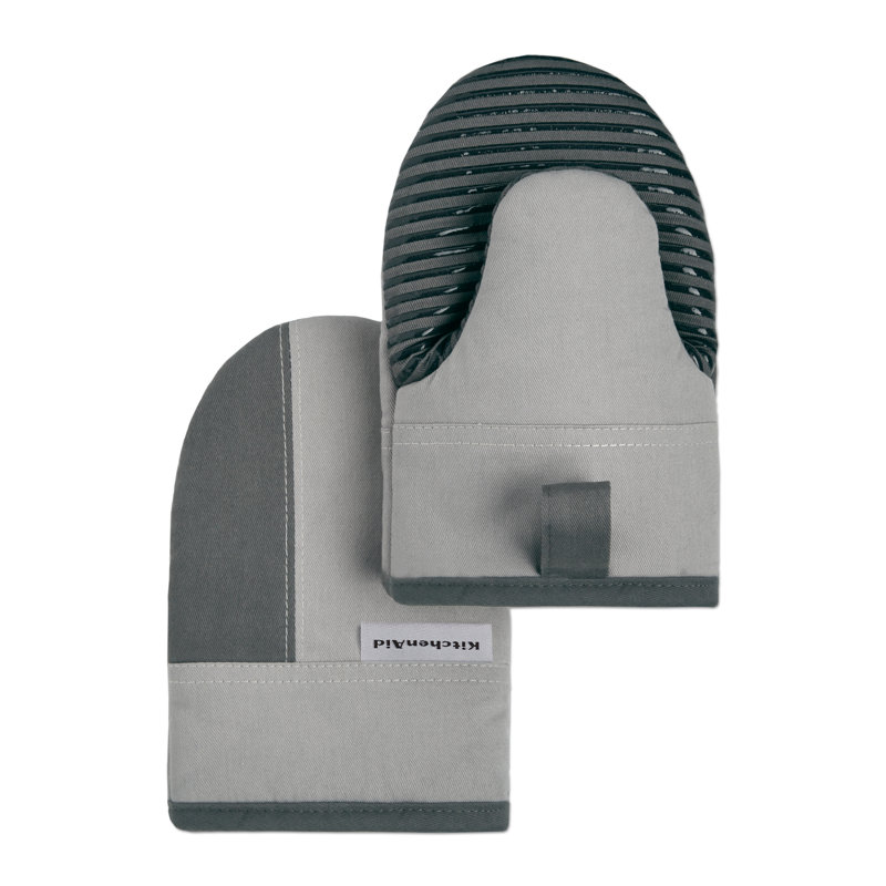 KitchenAid Beacon Mini 2-Piece Oven Mitt, 10", Gray