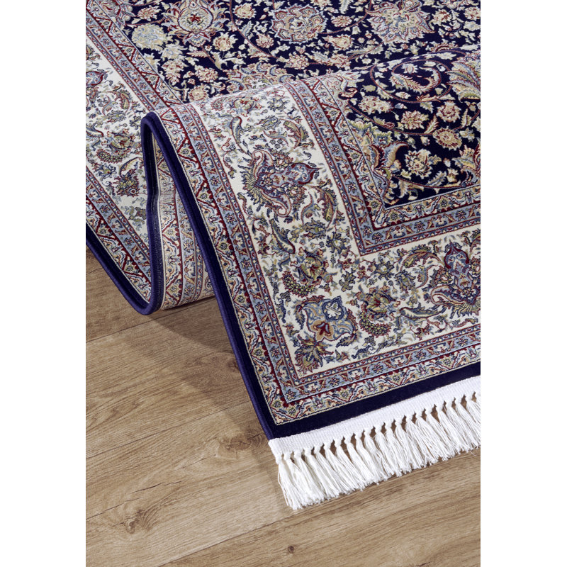 Kollektion 1870 Machine Woven Blue/Cream Indoor Rug, Rectangle 155 x 235cm