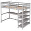 Lit mezzanine simple avec tablettes de rangement et bureau sous le lit, gris (VIEUX SKU: SM000245AAE-1)-336205144-336205151