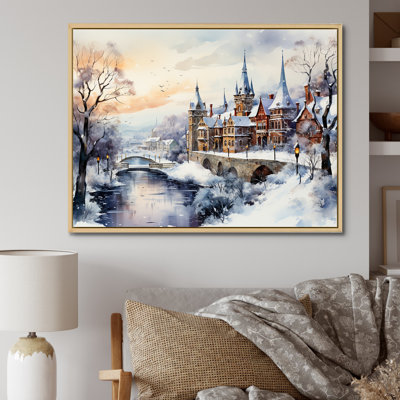 «Wonderful village Winter at Christmas II», art mural paysage d'hiver pour le salon