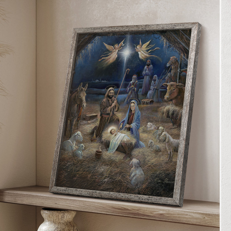 «Silent Night», reproduction encadrée - bois massif, H 15 po x l 12 po