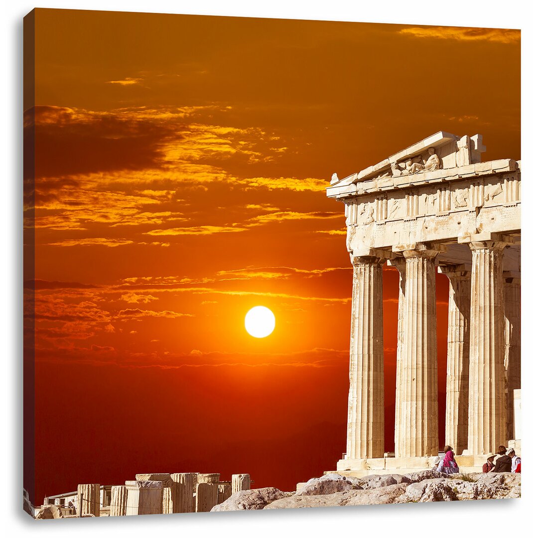 Leinwandbild Tempel der Athene bei Sonnenuntergang