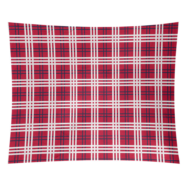 Tapisserie de luxe en microfibre New England, Rouge / bleu / blanc, H 88 po x l 104 po