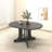 Dining Table For Farmhouse Kitchen 59X43 Inch Expandable Oval Table Top With Removable Leaf Trestle X Shaped Base-216943791