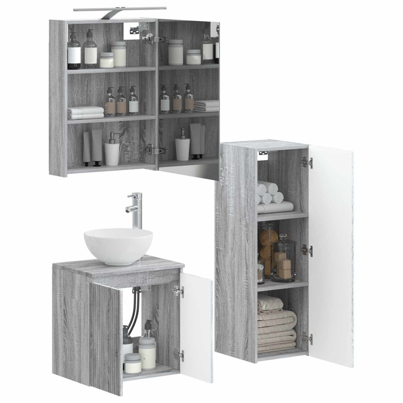Vanity & Mirror Set, Grey