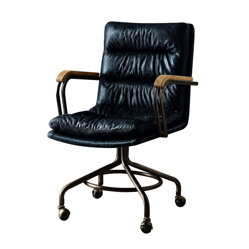 Chaise rétro sophistiquée bleue avec fonction pivotante et soutien des accoudoirs