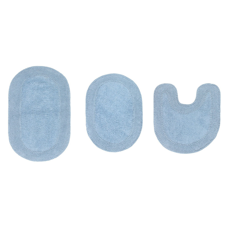Tapis de bain 100% coton Delma (ensemble de 3), Bleu