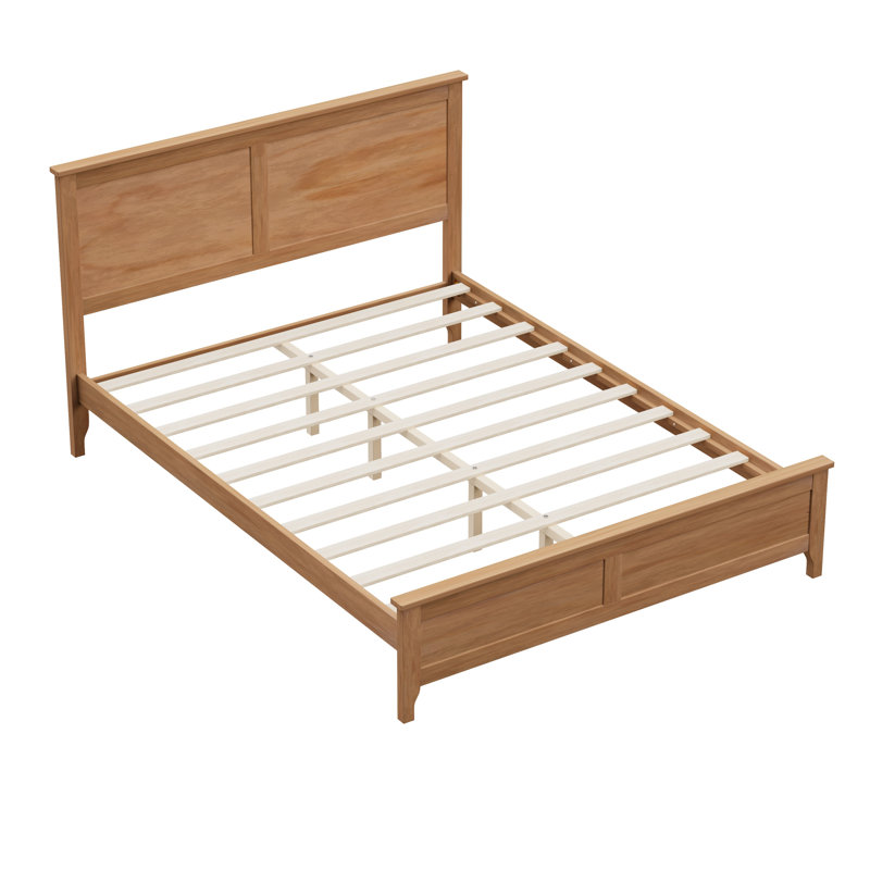 Base de lit plateforme moderne en bois massif avec tête de lit améliorée, support de lattes robuste - aucun sommier requis