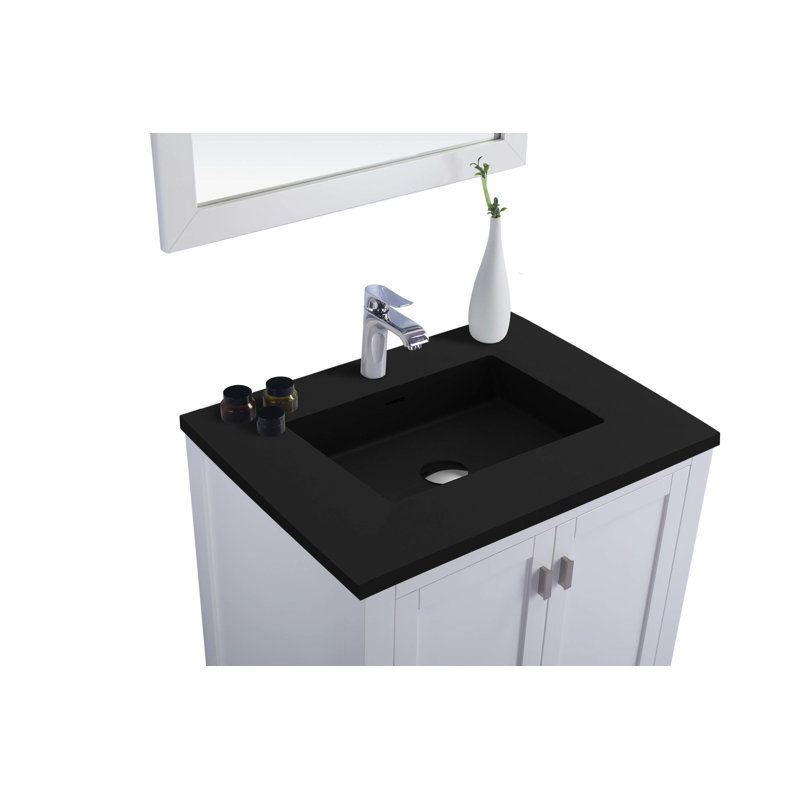Ensemble de meuble-lavabo pour salle de bain simple 30 po Mariário, Quartz blanc, Blanc