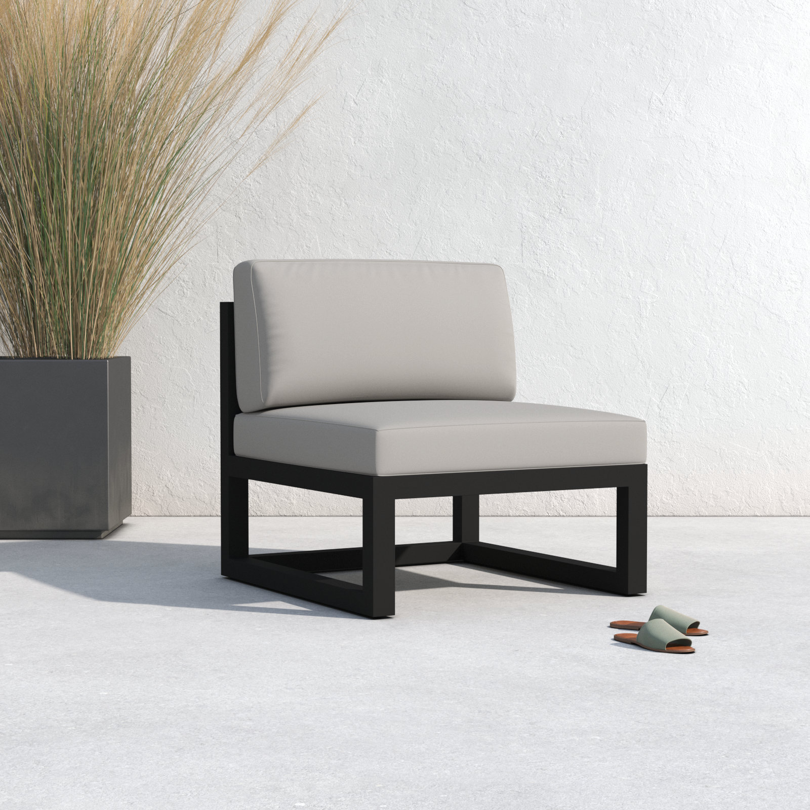 Smith Sunbrella® Patio Lounge Chair, Canvas Charcoal, Black