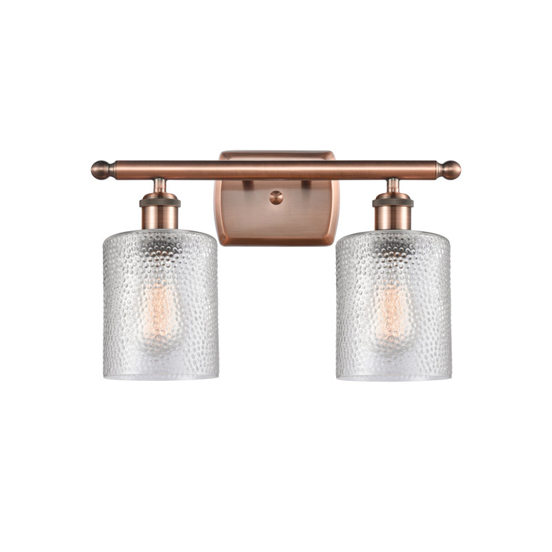 Éclairage pour salle de bain à intensité variable 2 lumières Leilani, Transparent, Ampoule DEL 6 watts Vinage, Cuivre antique