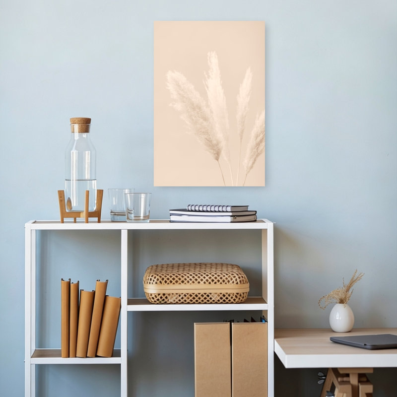 Soft Pampas Plumes Delicate Elegant Minimalist Plant Wall Art Print 1 Piece Wrapped Canvas Wall Art