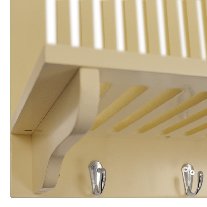 Wood Rectangle Wall Mounted Pot Rack, Buttermilk