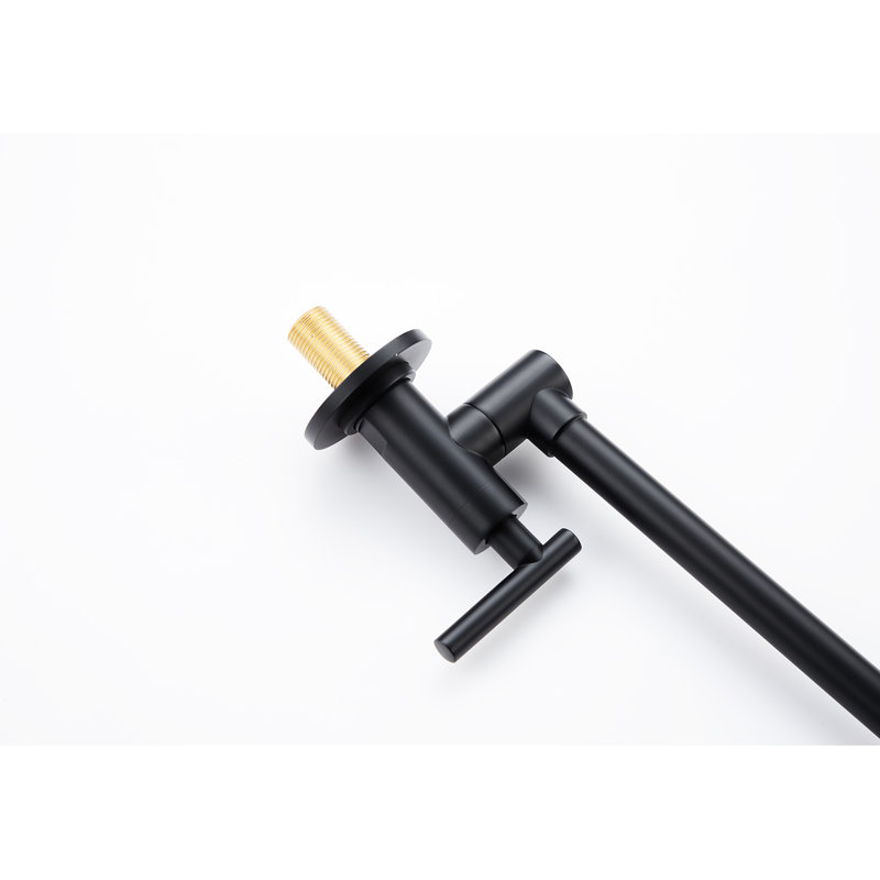 Wall Mounted Folding Kitchen Pot Filler Faucet In Matte Black, Brass, 360 Rotation For Practical Use, Double Handles To Manage Water Flow And Dripping, Surface Treated Corrosion Brass Material,