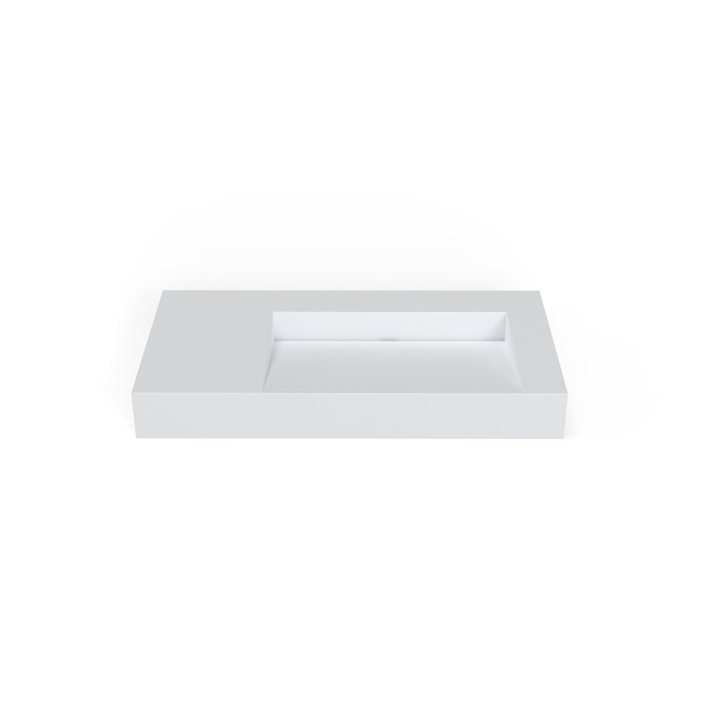 Badeloft 39.4" x 19.6" Rectangular Stone Resin Wall Mounted Bathroom Sink WT-04-B-M in Matte White, Matte White
