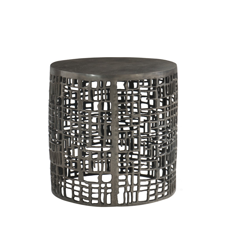 Graphite Round Metal Geometric End Table