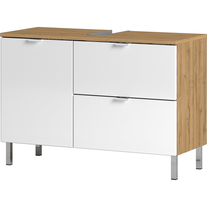 Midgett 80cm Single Bathroom Vanity Base Only, Imitation Grandson Oak/White