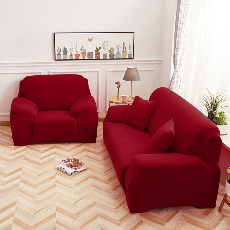 Housse pour canapé extensible 3 places, Rouge, H 45 po x l 72 po x P 30 po