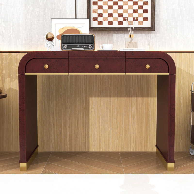 Vanity Desk with Mirror, 2 Drawers and Hidden Storage, Espresso