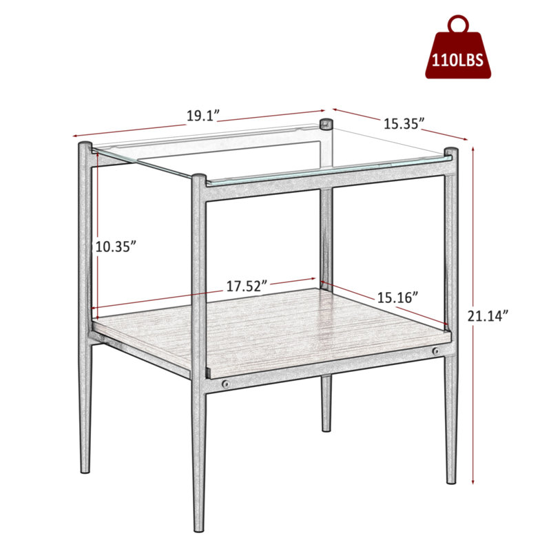 Ensemble de 3 tables basses et tables de bout, table en verre trempé avec panneau de fibres à densité moyenne, tables modernes pour le salon, verre transparent