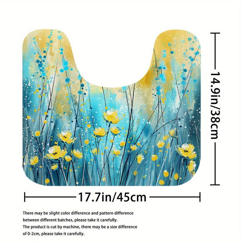 Ensemble de tapis de douche 3 pièces bleu et jaune Wildflower