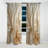 Abstract Curtain Panel, White Gold Fluid Pattern Blackout Decor - White And Gold Champagne Flow IV-2025894804