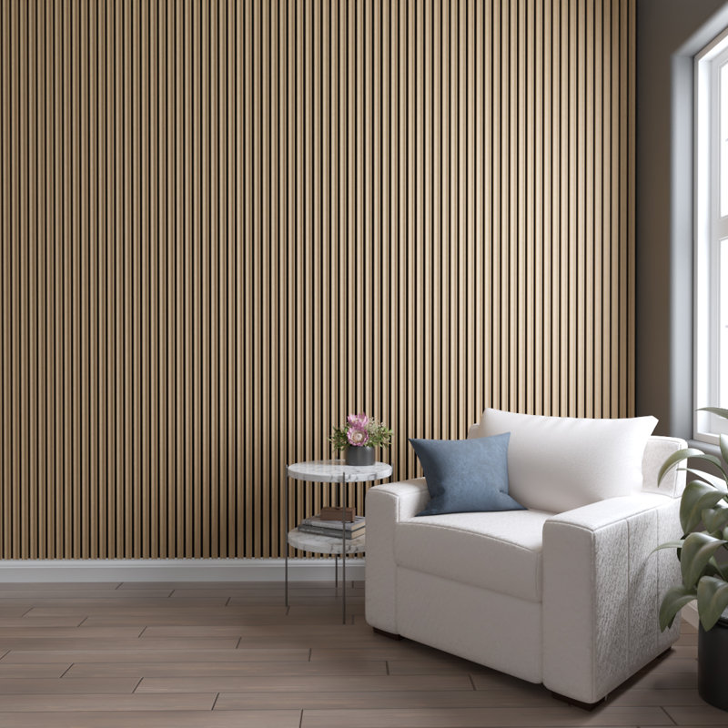 Panneau mural à petites lattes concave à réduction de bruit AcoustixPro 11 po x H 94 1/2 po (paquet de 2), Tonneau vieilli