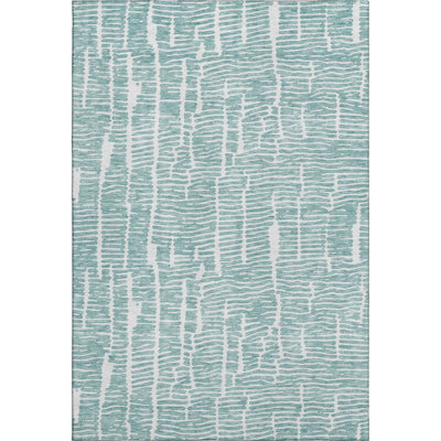 Premium Machine Washable Prisco Teal Rug