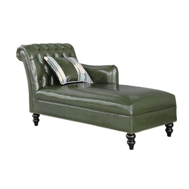 Chaise longue rembourrée Tidus, Vert, Accoudoir à gauche (vu de face)