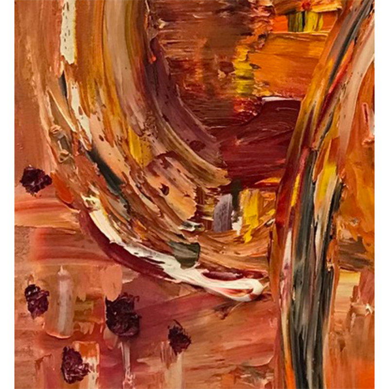 Orange Flower Painting by Irina Gorbman, 14" H x 11" W