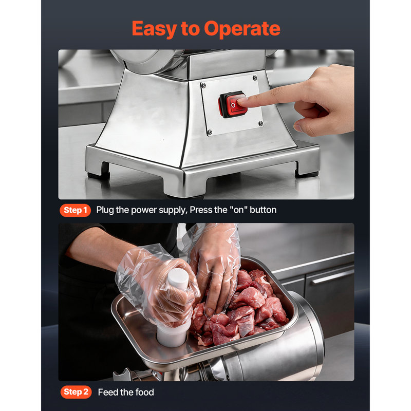 Commercial Meat Grinder, 9.2 Lbs/Min Capacity, #12 Electric Meat Mincer with 2 Plates, 3 Sausage Stuffing Tubes & Kibbe Kit, 750W/1HP Sausage Maker for Home Kitchens & Restaurants, ETL Listed